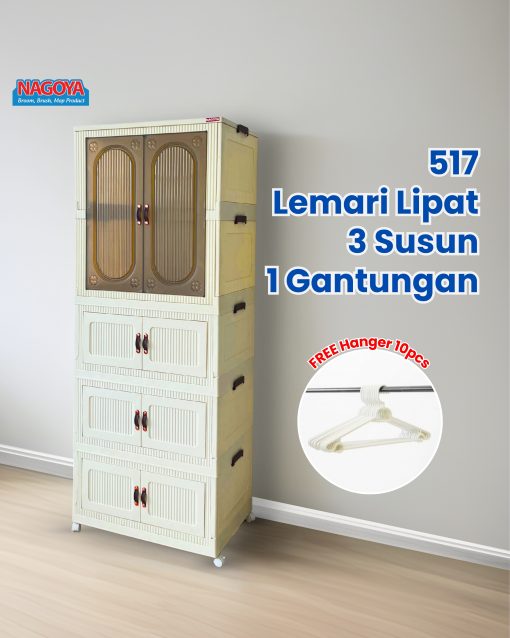 517 Folding Cabinet 3 Layers with Wardrobe - Image 2