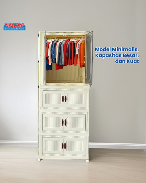 517 Folding Cabinet 3 Layers with Wardrobe - Image 3