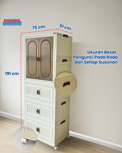 517 Folding Cabinet 3 Layers with Wardrobe - Image 4